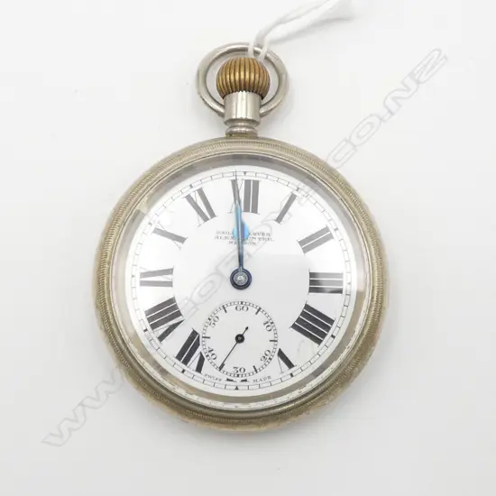 early 20thC 'RAILWAY LEVER ALEX. HUNTER NELSON' OPEN FACE named POCKET WATCH lge numerals