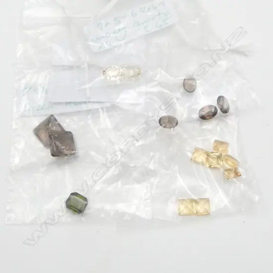 LOOSE STONES; 2 YELLOW BERYL 2ct,  GREEN TOURMALINE 1.20ct, 7 CITRINES 4.32ct, 6 SMOKEY QUARTZ  8.49ct