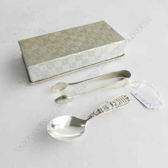 STERLING SILVER BABY SPOON 24.6gm & WMF SUGAR TONGS