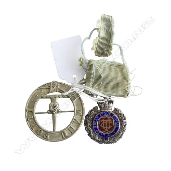 2 MEDALS; MANU FORTI 45mm dia, AUDAX ATQUE FIDELIS