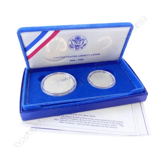 UNITES STATES LIBERTY COIN DOLLAR (.900 SILVER, 26.73gms) & 1/2 DOLLAR 1886-1986