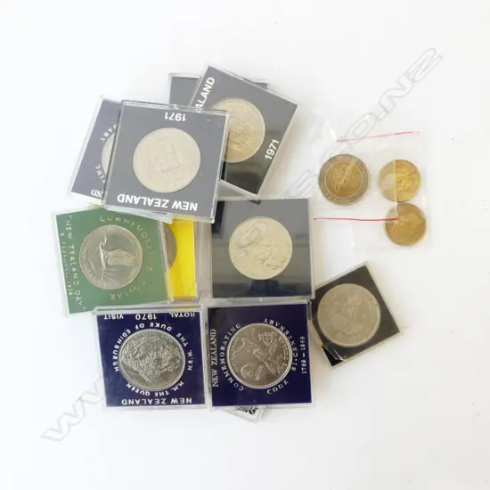 12 N.Z. COMMEMORATIVE + 3 OTHER N.Z. COINS