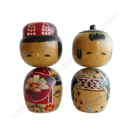 PR 1950's FINELY PAINTED KOKESHI DOLLS, NODDING HEADS. H.150mm
