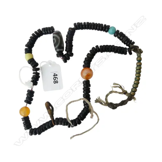 CHINESE NECKLACE with glass eye & other beads L.500mm