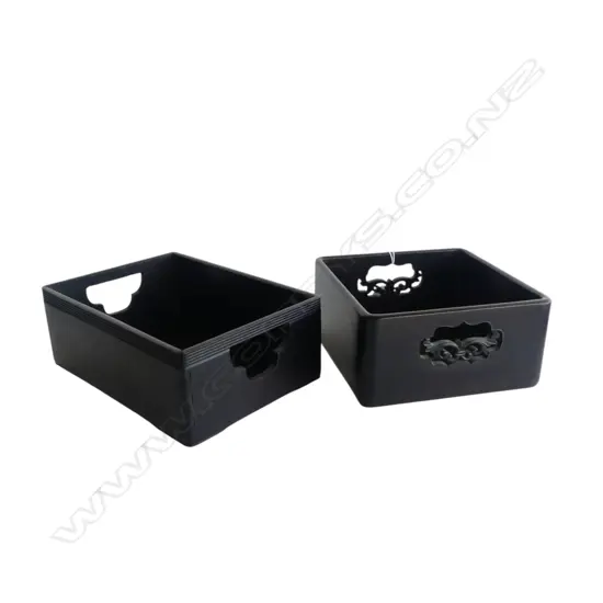 2 ORIENTAL ROSEWOOD BOXES W.225mm