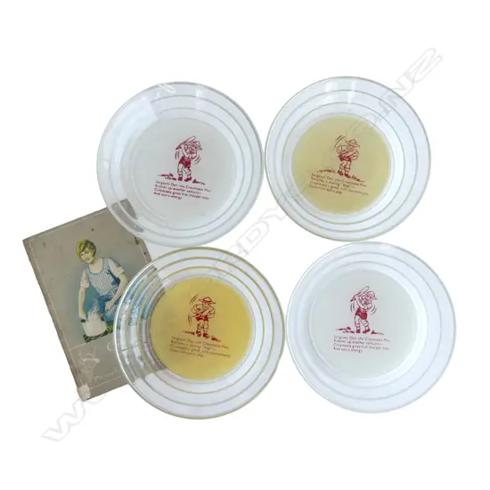 4 CREAMOATA GLASS PORRIDGE BOWLS 170mm dia (2 CHIPPED) + RECIPE BOOK