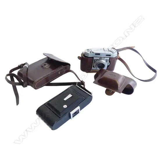 TWO CAMERAS ,M AGFA 'KARAT 36' 35MM & FOLDING ENSIGN 120  BOTH IN LEATHER CASES