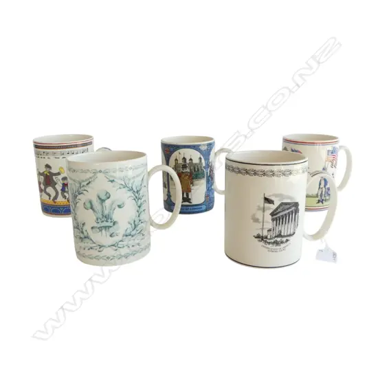 5 ASST. WEDGWOOD COMMEMORATIVE MUGS