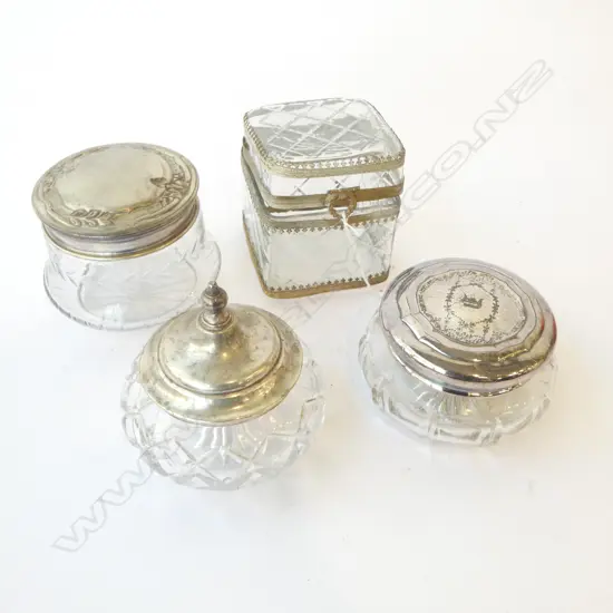 4 GLASS/CRYSTAL LIDDED JARS