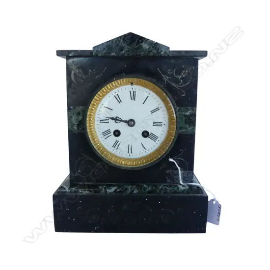 BLACK SLATE & MARBLE MANTEL CLOCK H.260mm