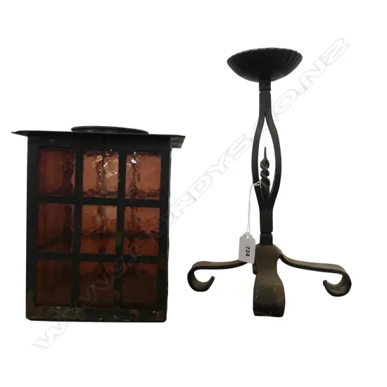 METAL CANDLESTICK H.285mm + LANTERN