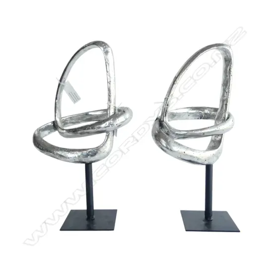 PR LA FORGE ABSTRACT SILVER RESIN SCULPTURES H.340mm