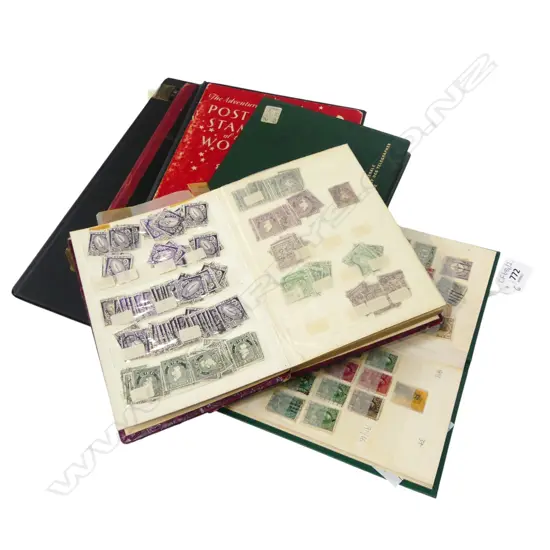 6 VINTAGE STAMP ALBUMS WITH TEN DOLLAR NOTE