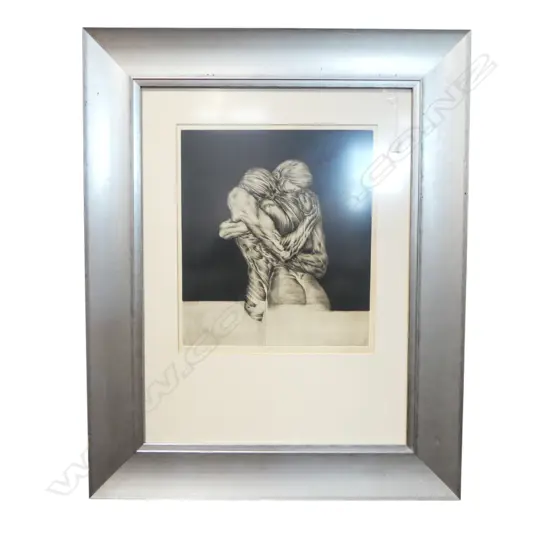 SIGNED PRINT, MUSCLE COUPLE EMBRACING, 25/75 470x410mm