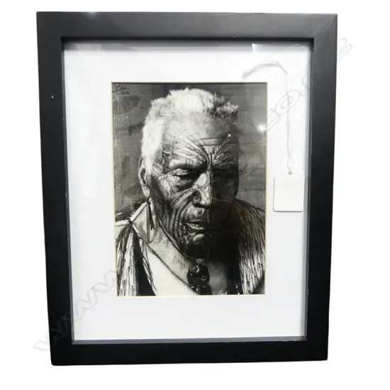 ROBIN MORRISON 'Wharekauri Tahuna' silver gelatin photo of a painting by C.F Goldie 175 x 120mm