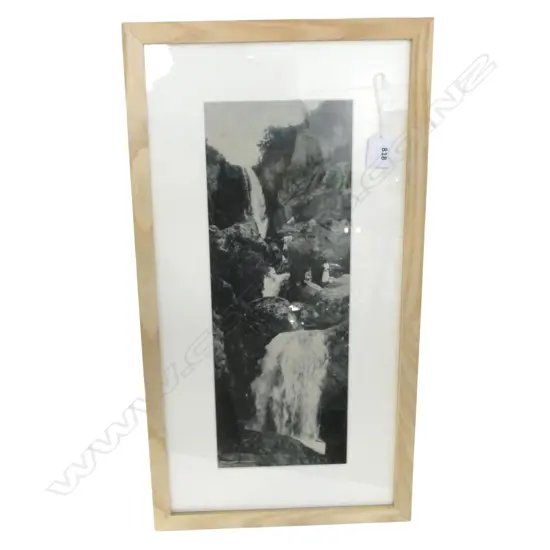 VINTAGE PHOTO PRINT 'THE WAIROA WATERFALL' entitled. 400 X 145mm. Ex John Perry estate