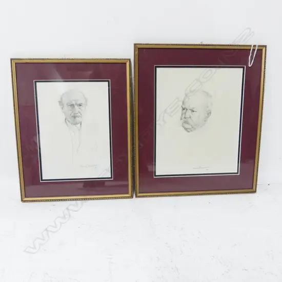 2 HARRY LINLEY RICHARDSON (1878-1947) PENCIL PORTRAITS 250x200mm