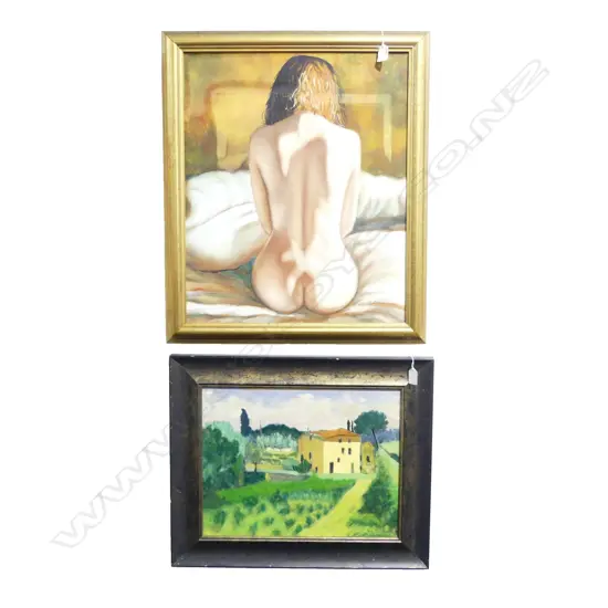 2 ORIGINAL ARTWORKS; COUNTRY SCENE SIGNED ANNE NEWLAND 340x440mm + NUDE