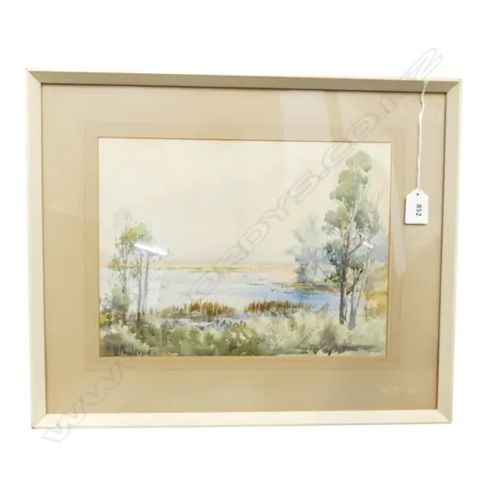 HENRIETTA HINCKS PULLEINE (NZ 1878-1962) WATERCOLOUR 'WAIKATO RIVER AT ITS ORIGIN LAKE TAUPO 230 x 300mm