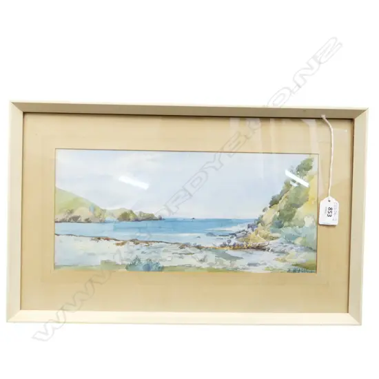 HENRIETTA HINCKS PULLEINE (NZ 1878-1962) WATERCOLOUR 'MOUTH OF THE WAIKATO RIVER' 160 x 230mm