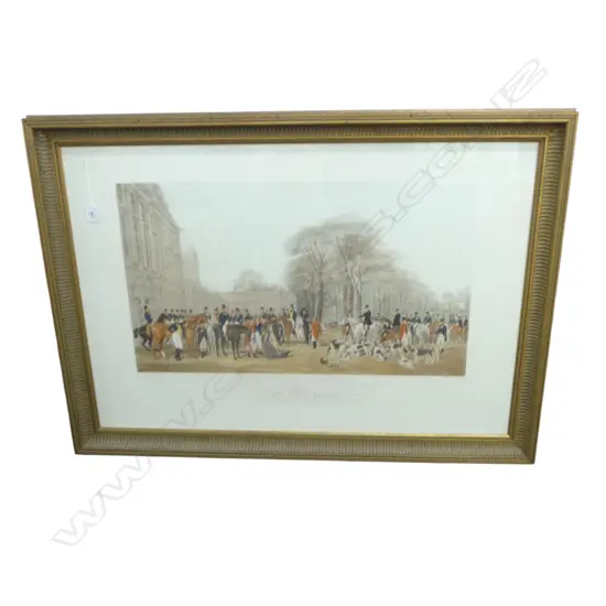 CHROMOLITHOGRAPH 'THE MEET AT BADMINTON' 640x940mm