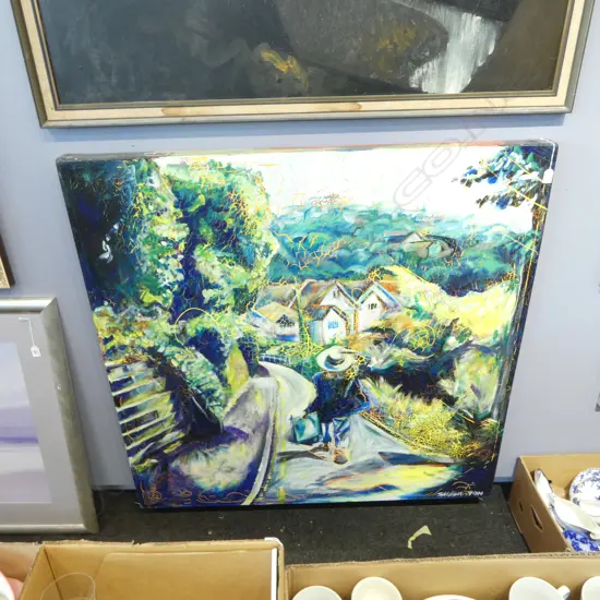 S M HINGSTON, ABSTRACT LANDSCAPE, ACRYLIC ON CANVAS 1220x1235mm