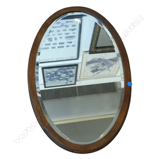OVAL MIRROR, OAK FRAME 820x520mm