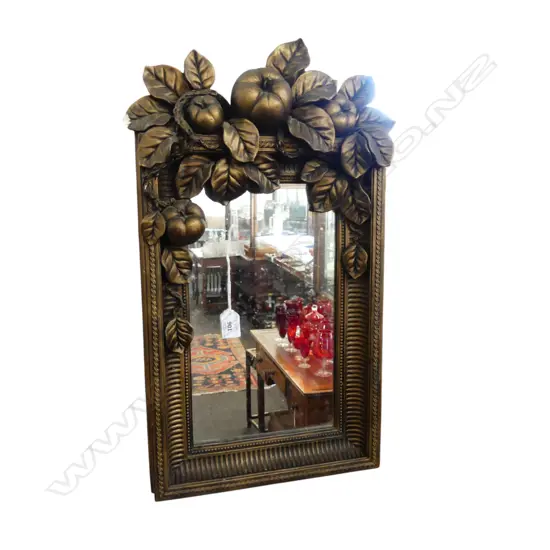 MIRROR w. GOLD PLASTER FRAME - FRUIT TO TOP (chip) 575x350mm