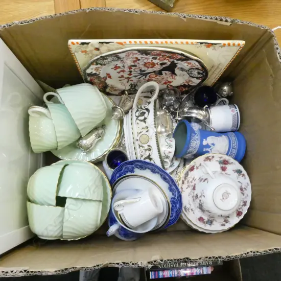 BOX ASST. CHINA; MINTON, ROYAL WORCESTER ETC