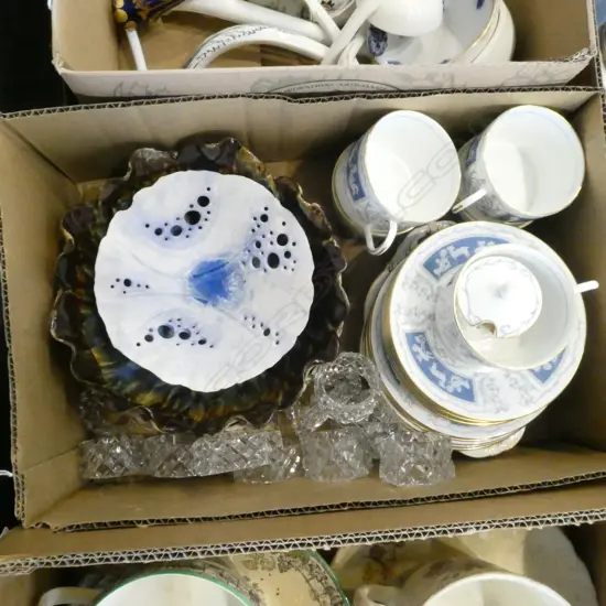 5 COALPORT 'REVELRY' C/S, CUT CRYSTAL NAPKIN RINGS & 2 PCES OF POTTERY etc