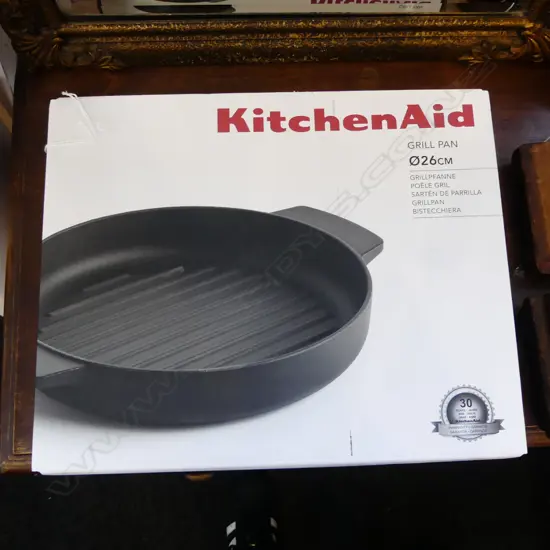 KITCHENAID CAST IRON GRILL PAN (BOXED AS NEW) 260mm dia