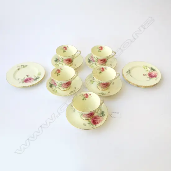 SET OF 5 ROYAL DOULTON ‘JUNE’ TRIOS – 5 CUPS, SAUCERS & PLATES