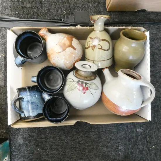 COLLECTION NZ STUDIO POTTERY INCLDS; NEIL GRANT, DON THORNLEY & PETER STICHBURY COFFEE MUGS
