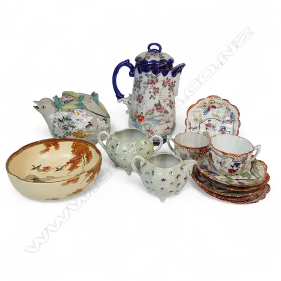 BOX OF VINTAGE JAPANESE CHINA SATSUMA NORITAKE ETC