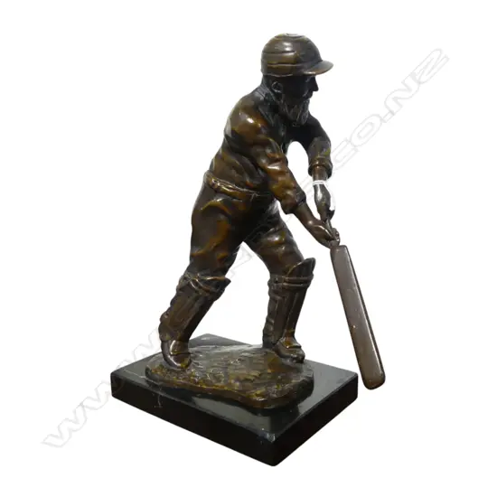 BRONZE CAST FIGURE OF W.G. GRACE ON MARBLE BASE H.290mm