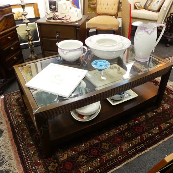 MODERN GLASS TOP COFFEE TABLE BY SAYWELL 1210x710x455mm