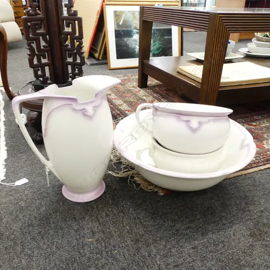 3 PCE BURLEIGH WARE WASH SET + POTTY MINOR FAULTS