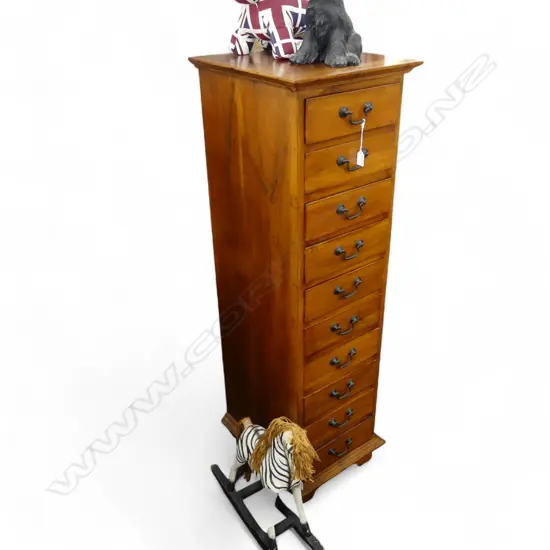 10 DRAW WOODEN TALLBOY 400x450x1350mm