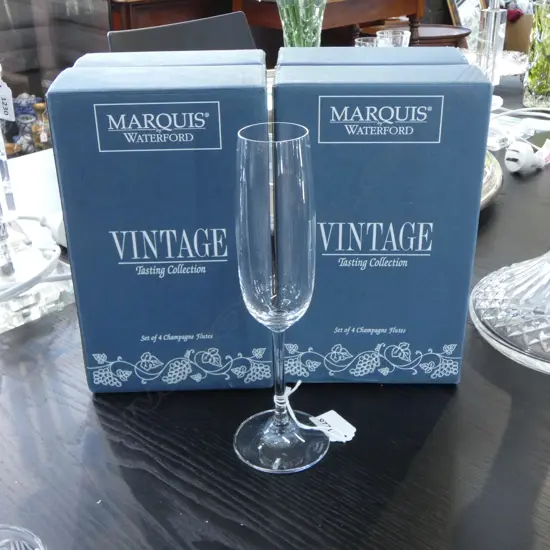 6 MARQUIS BY WATERFORD CHAMPAGNE FLUTES H.230mm + 2 BOXES