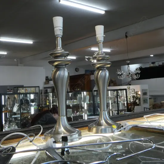 PR MODERN SILVER METAL TABLE LAMPS, BASES ONLY H.470mm