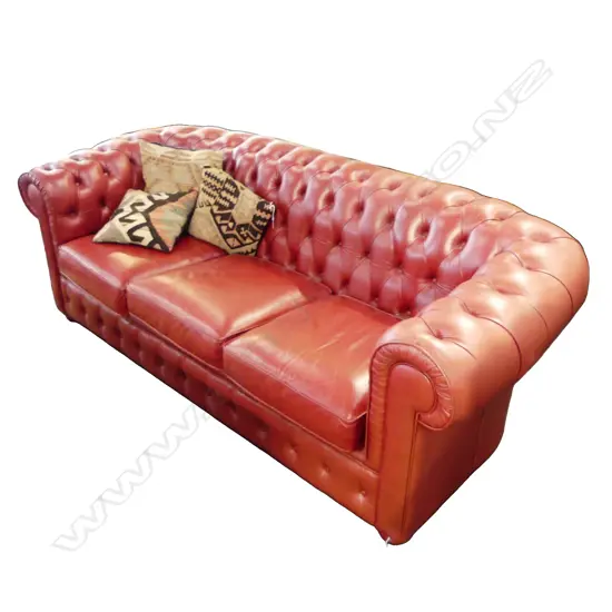 3 SEATER BUTTONED LEATHER CHESTERFIELD SOFA 2200x1000x770mm