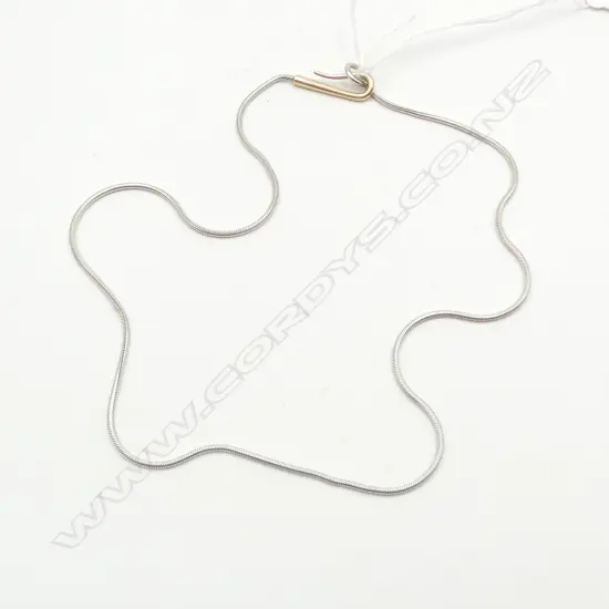 SILVER SNAKE CHAIN w HANDWORKED HOOK, L.440mm