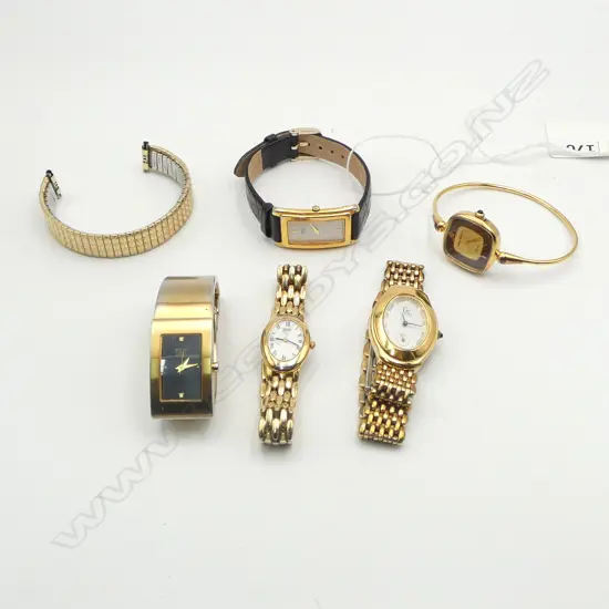 5 LADIES R/GOLD DRESS WATCHES (SEIKO, GC GUESS) & STRAP