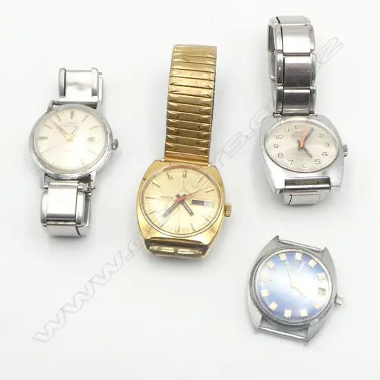 4 VINTAGE GENT'S WRISTWATCHES. Hafis + Olympic + Aroma + Oris Super. 1 w no strap another broken strap