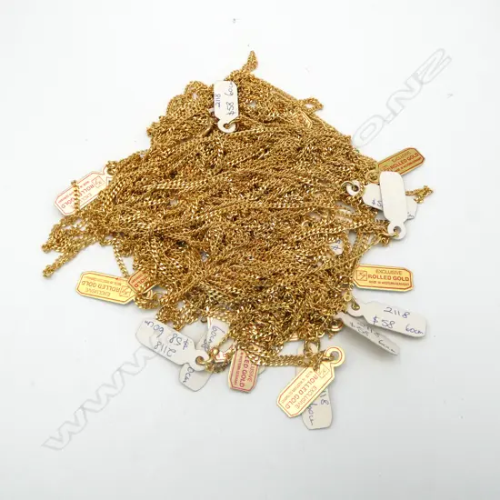 LRG QUANTITY of QUALITY NEW ROLLED GOLD CHAINS, 156gm (Made in Germany)