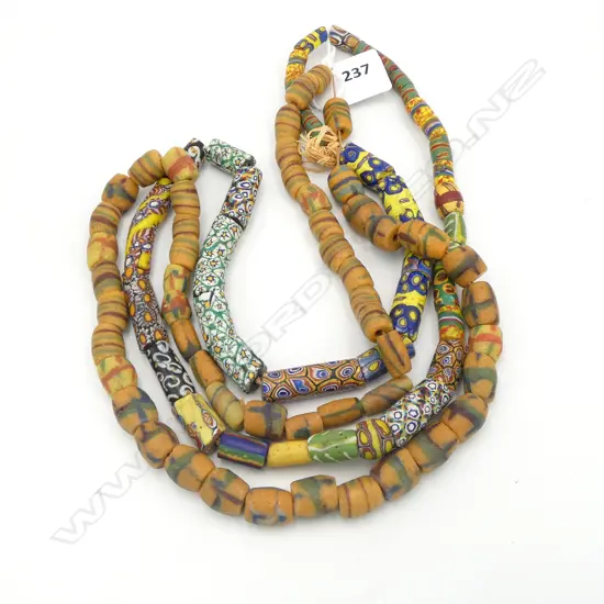 TWO STRINGS  ANTIQUE VENETIAN AFRICAN TRADE BEADS, L.700mm