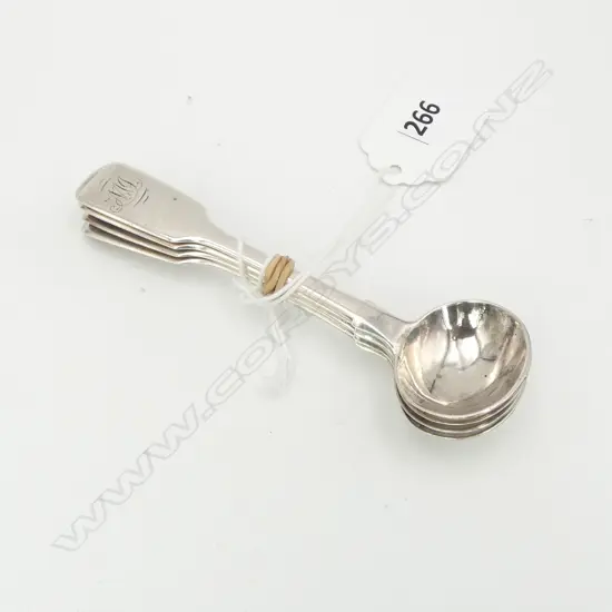 Set 4 SILVER MUSTARD SPOONS London 1877 49gms
