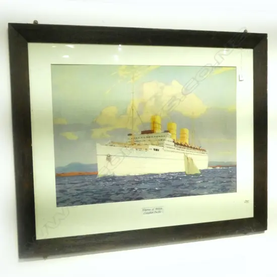 LARGE VINTAGE PRINT: 'RMS EMPRESS OF BRITAIN' CANADIAN PACIFIC LINE. H.530 L.740mm (From the Estate of Tommy Doyle)