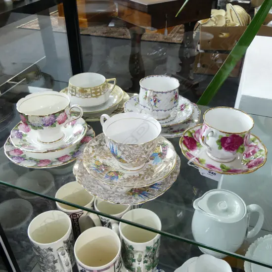 4 CHINA TRIOS + ROYAL ALBERT 'OLD ENGLISH ROSE' C/S