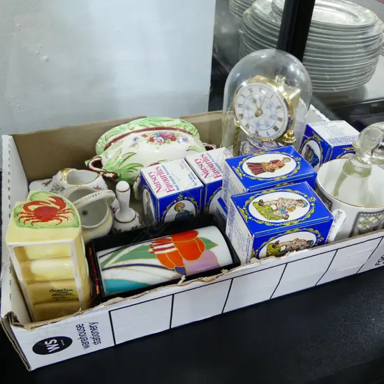 TRAY VINTAGE CHINA INCLDS; ROSENTHAL, WEDGWOOD & WADE NURSERY FAVS